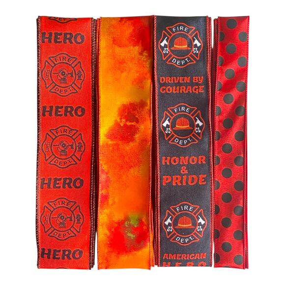 Firefighter Wreath Kit Sign & Ribbon Bundle | Hero Decor | Red Black DIY Craft - Picture 2 of 4